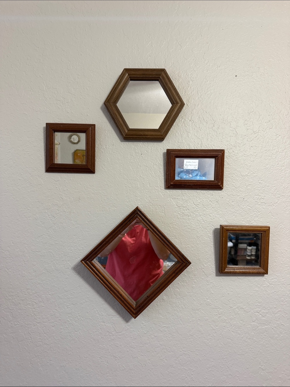 Vintage mirrors in wood frame set 5 mirrors cottagecore granny country rustic